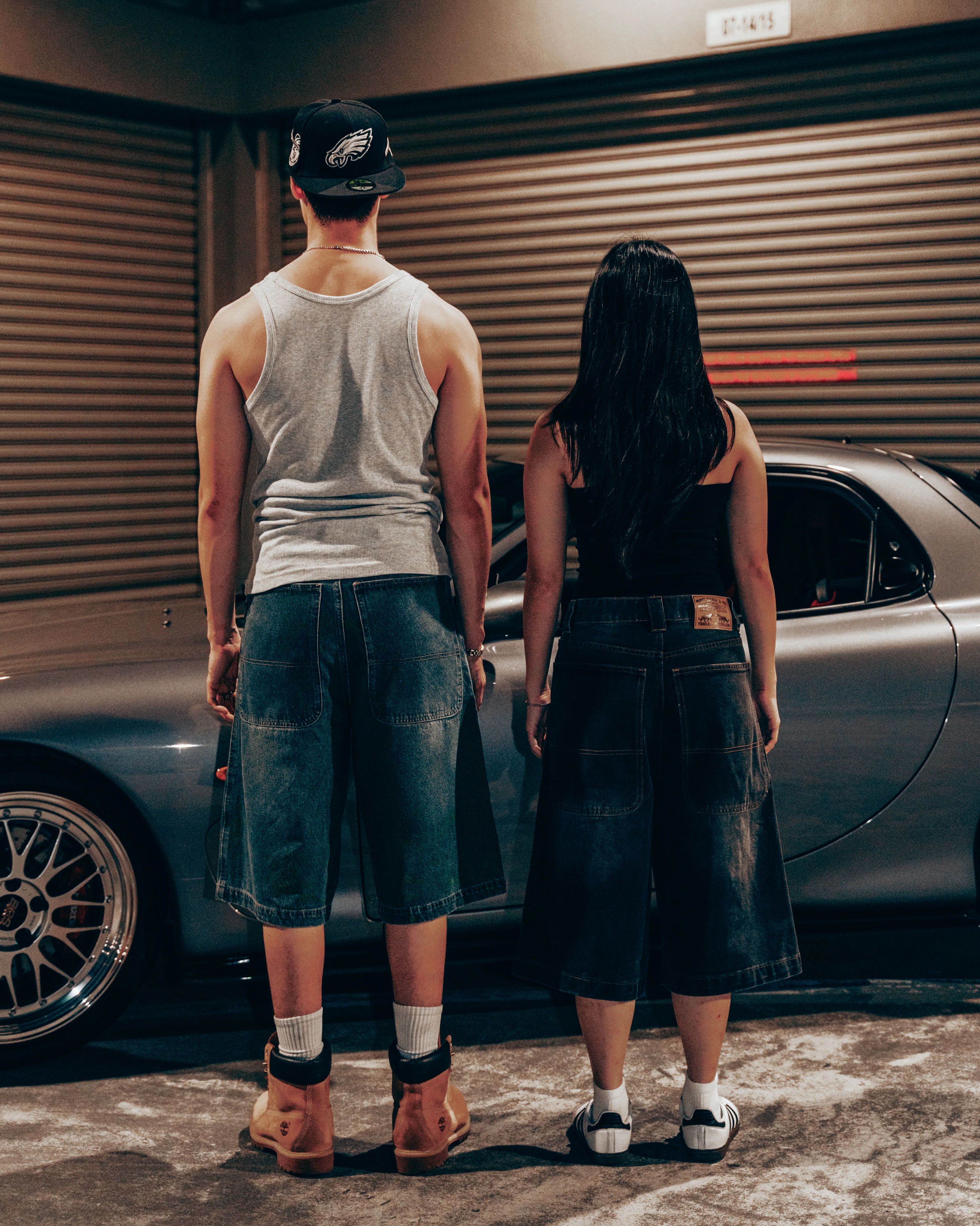 BAGGY DENIM JORTS in Mid Blue - Image 7
