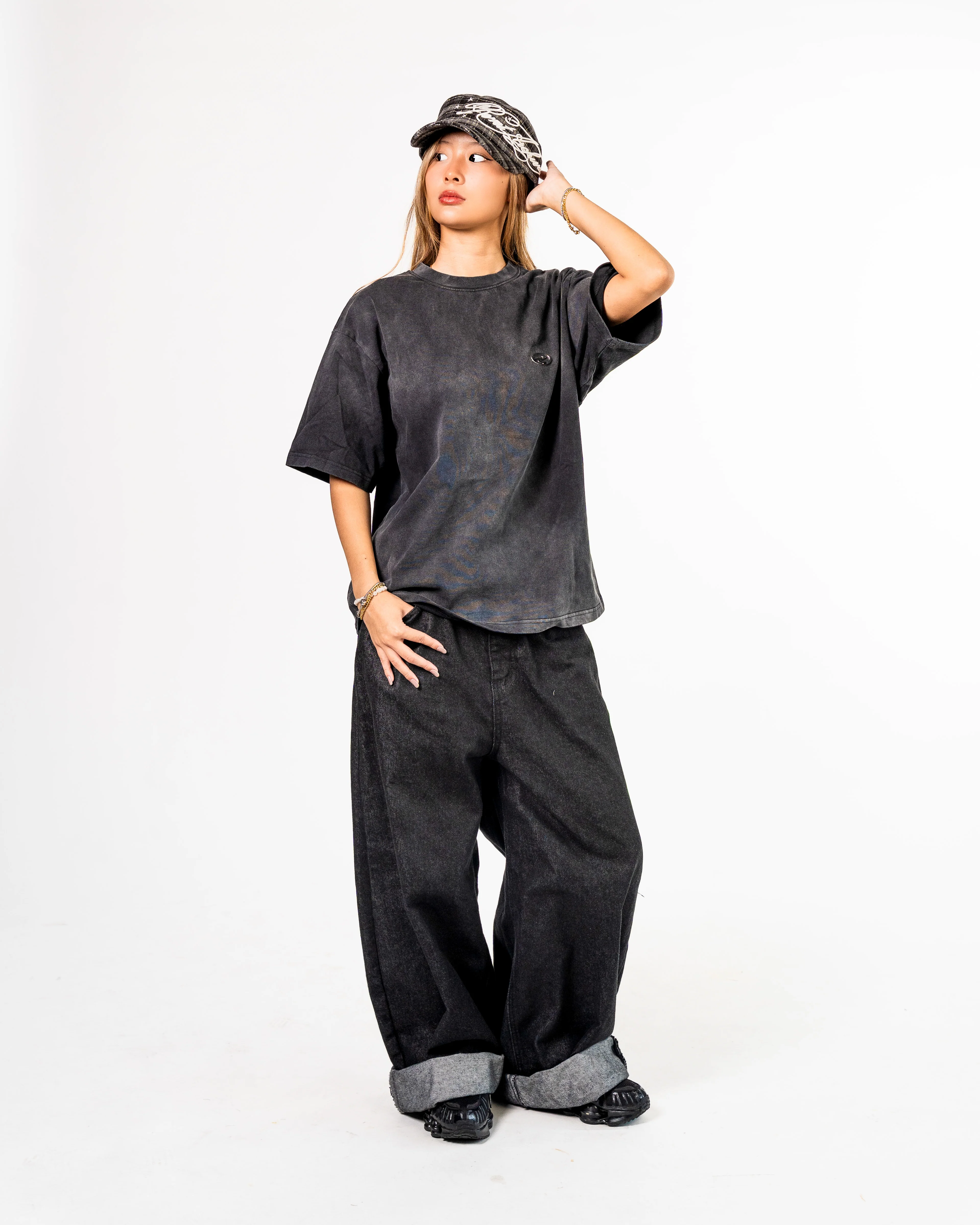 Boxy Cropped Tee in Sun Faded Black - Image 5