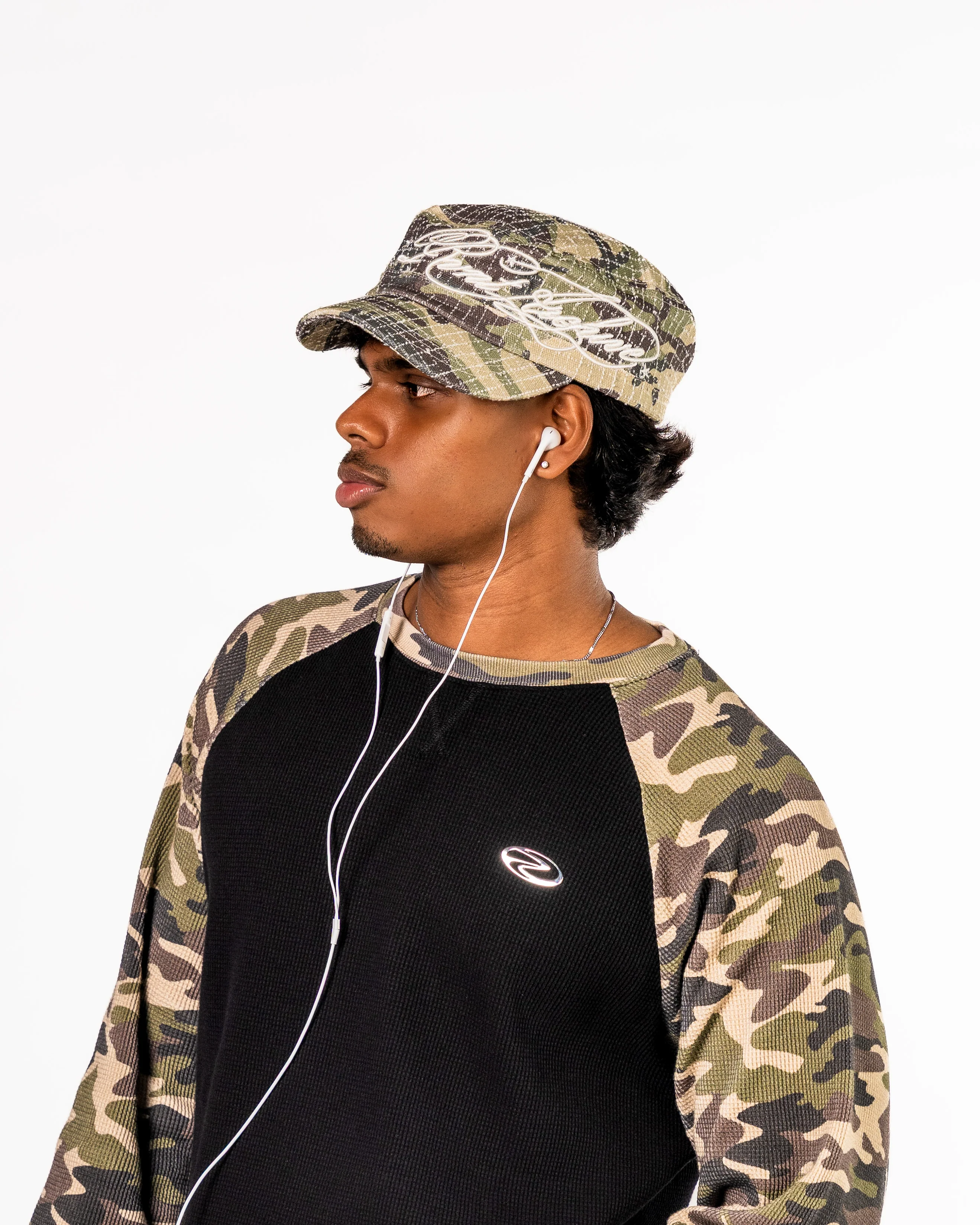 Needlestitch Camouflage Embroidered Cadet Cap - Image 5