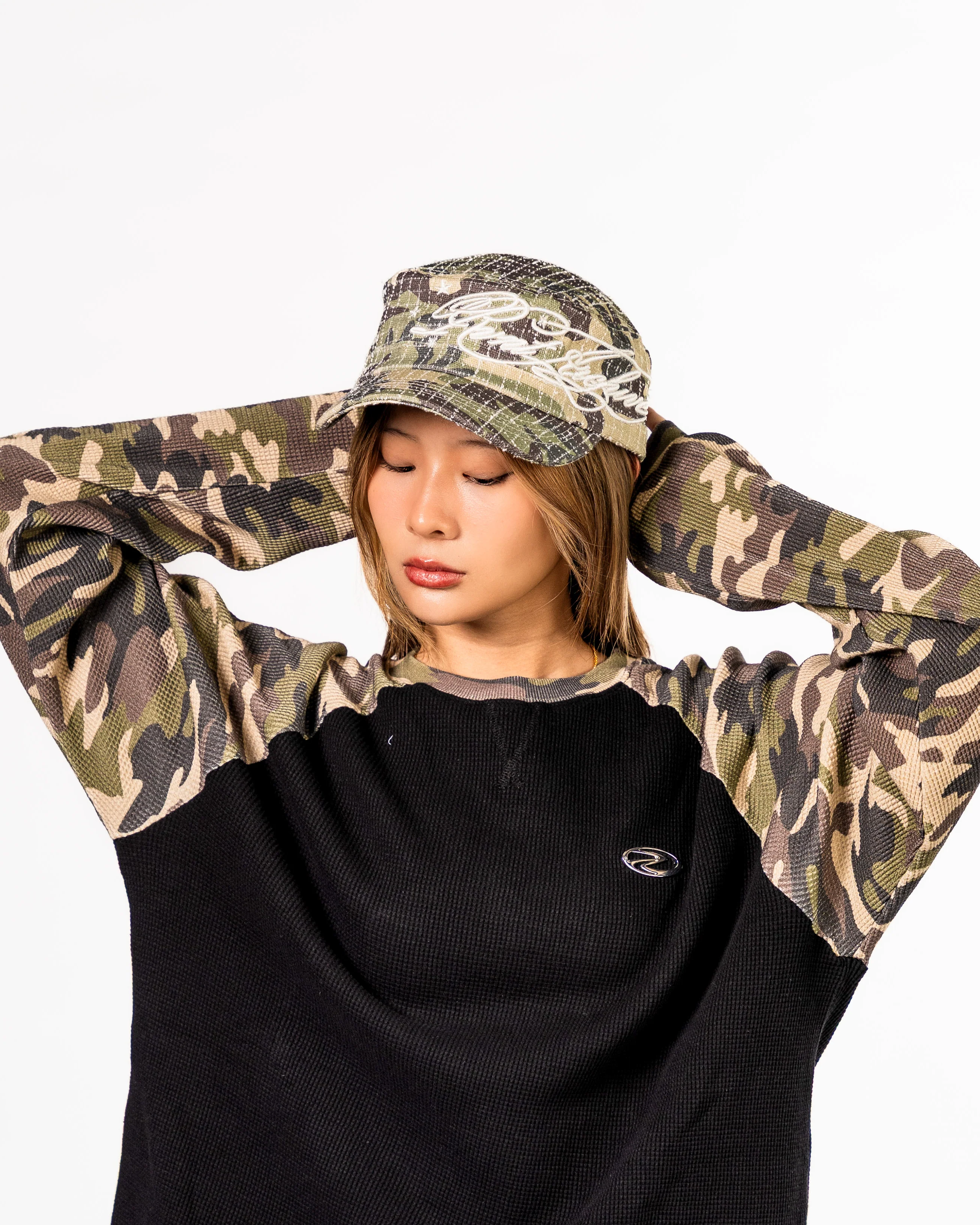 Needlestitch Camouflage Embroidered Cadet Cap - Image 6