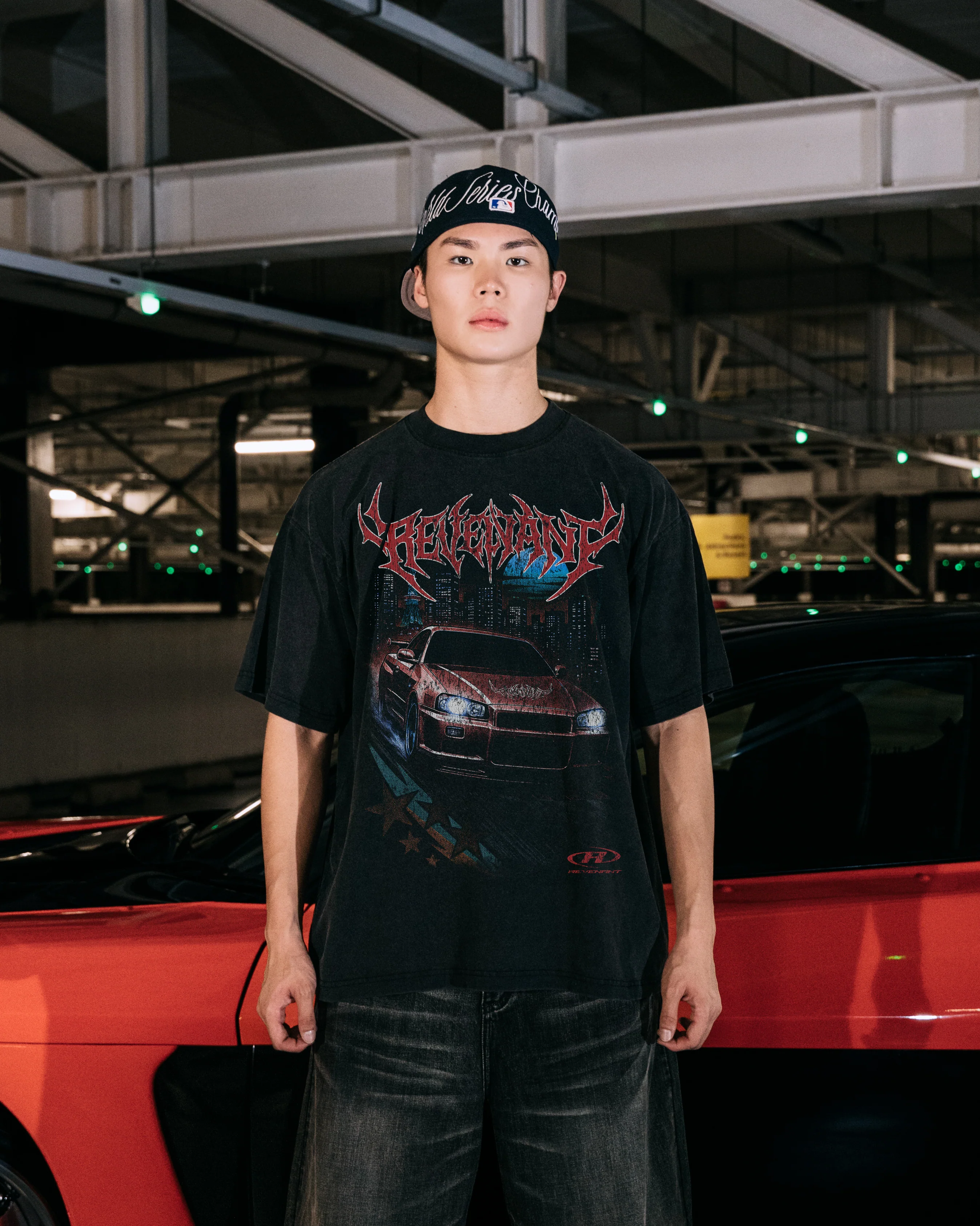 REVENANT R34 Skyline Tee in Washed Black - Image 3