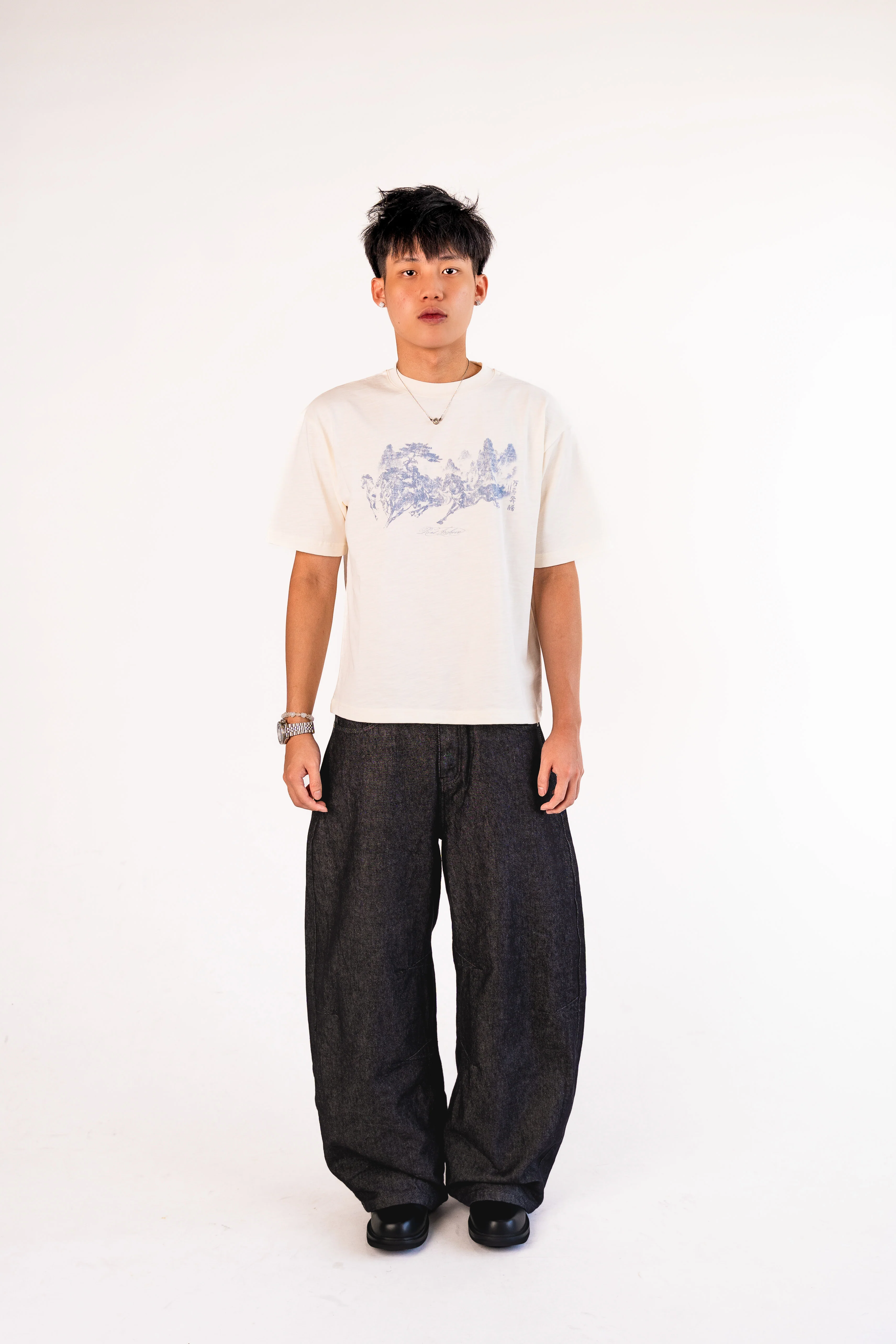 "Year of Horse" Cotton Slub Tee in White - Image 3