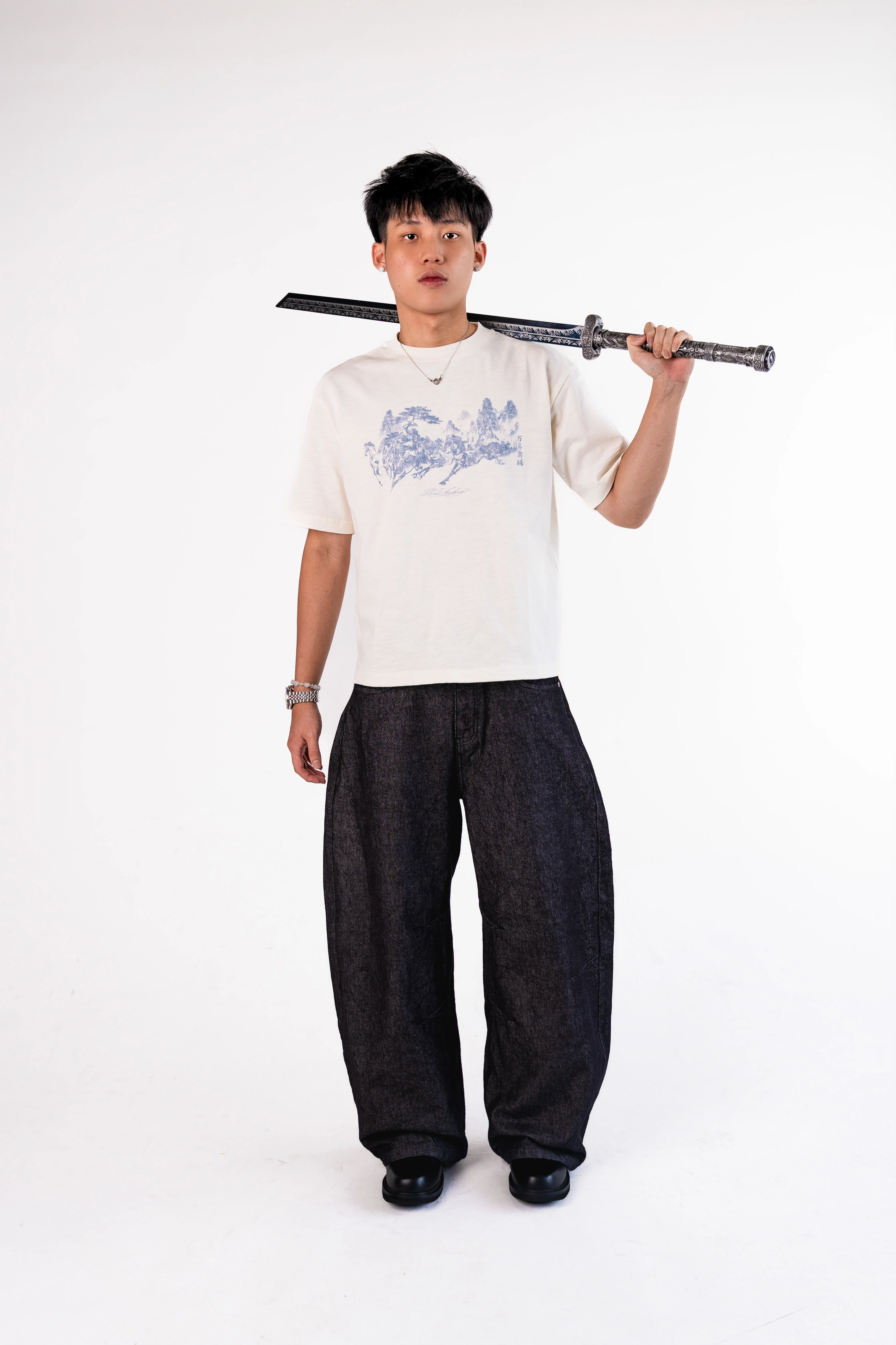 "Year of Horse" Cotton Slub Tee in White - Image 5