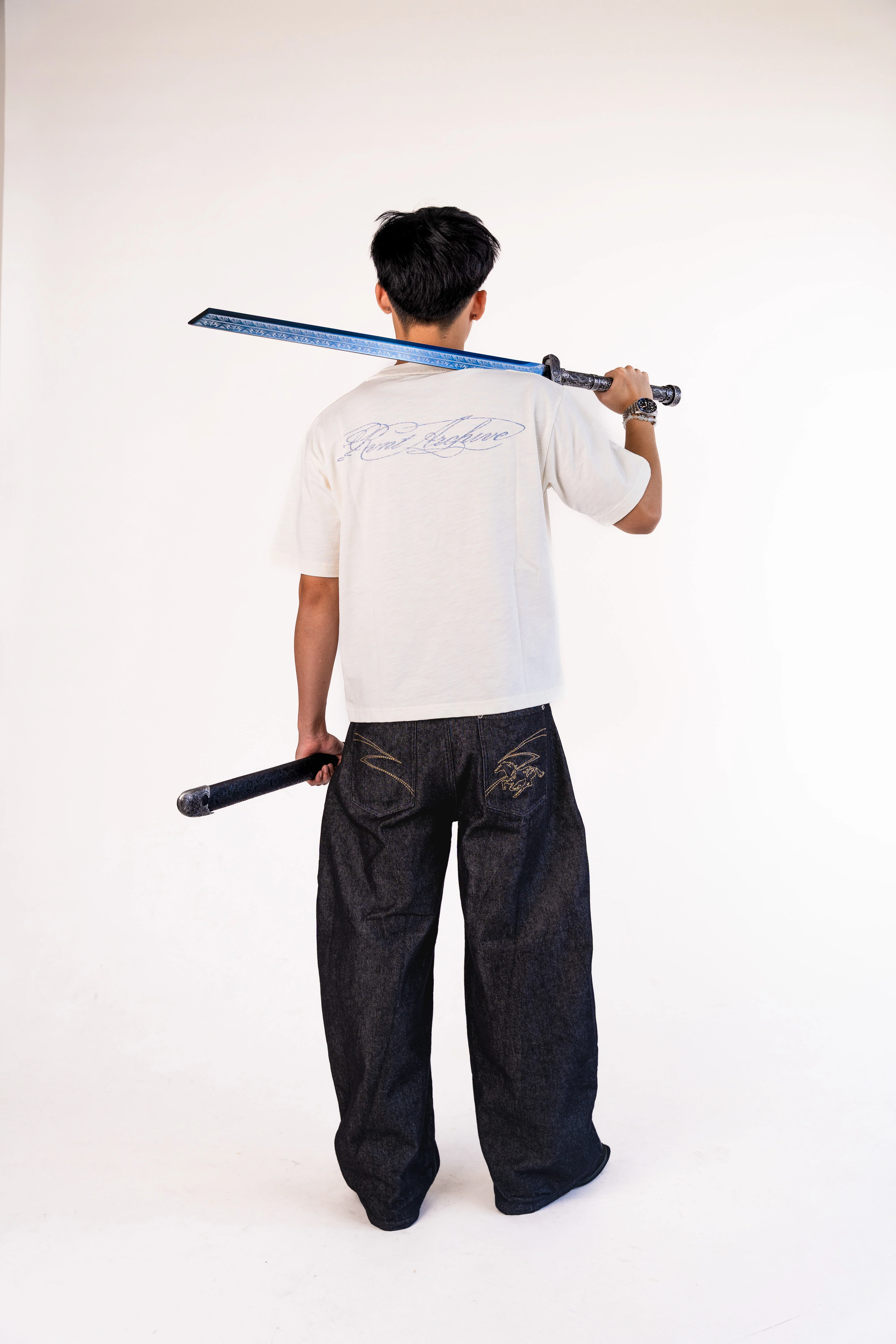 "Year of Horse" Cotton Slub Tee in White - Image 6