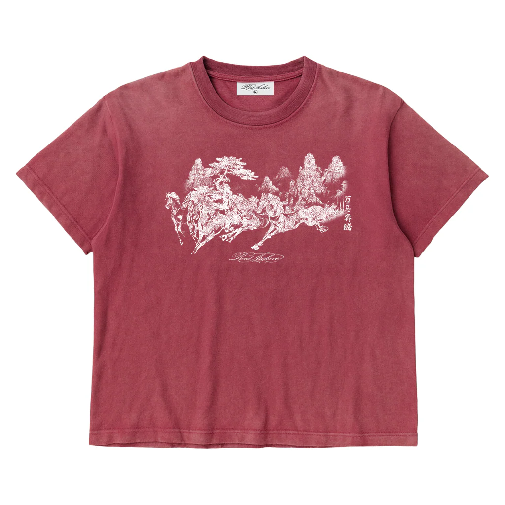 "Year of Horse" Sun Faded Washed Tee in Red