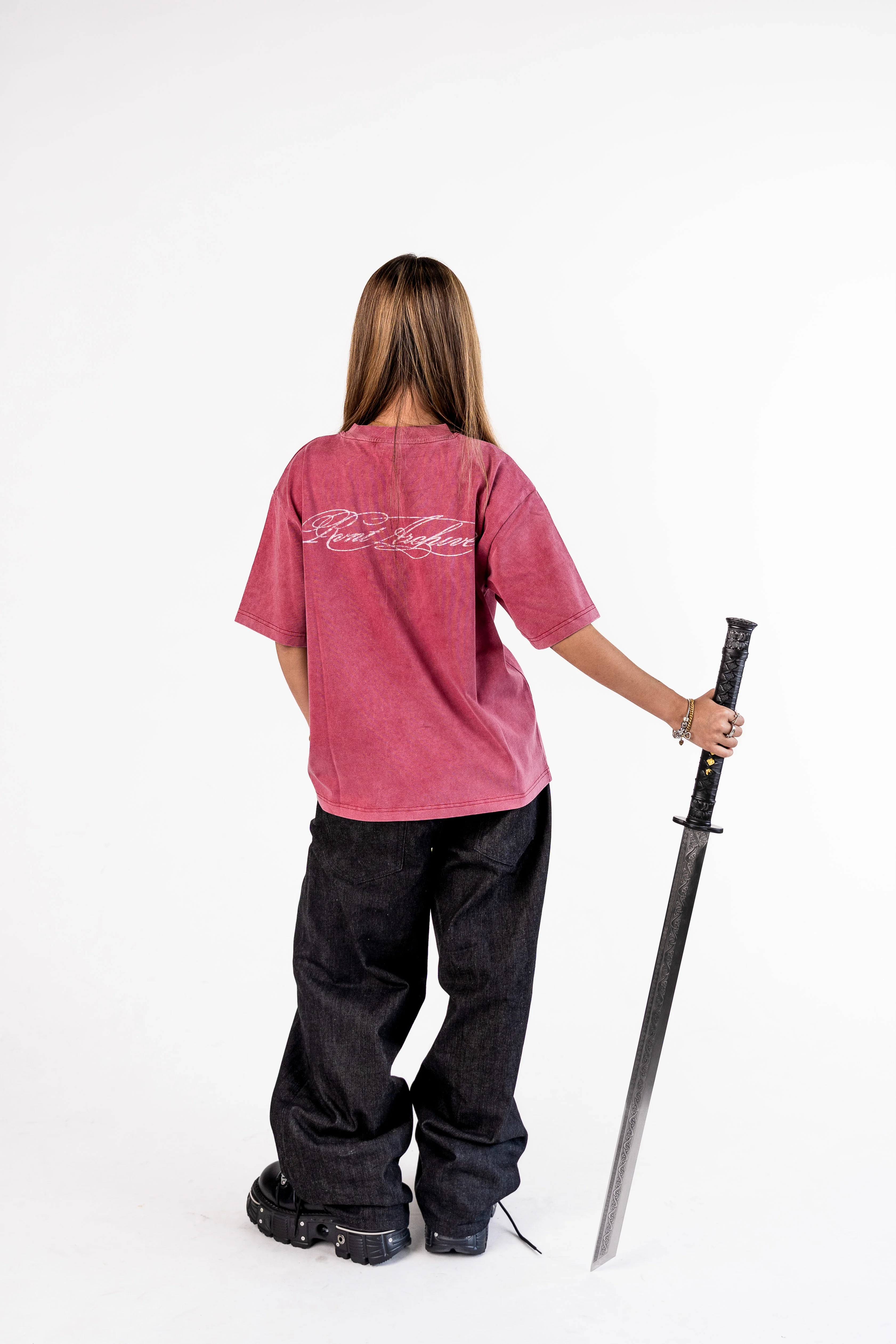 "Year of Horse" Sun Faded Washed Tee in Red - Image 7