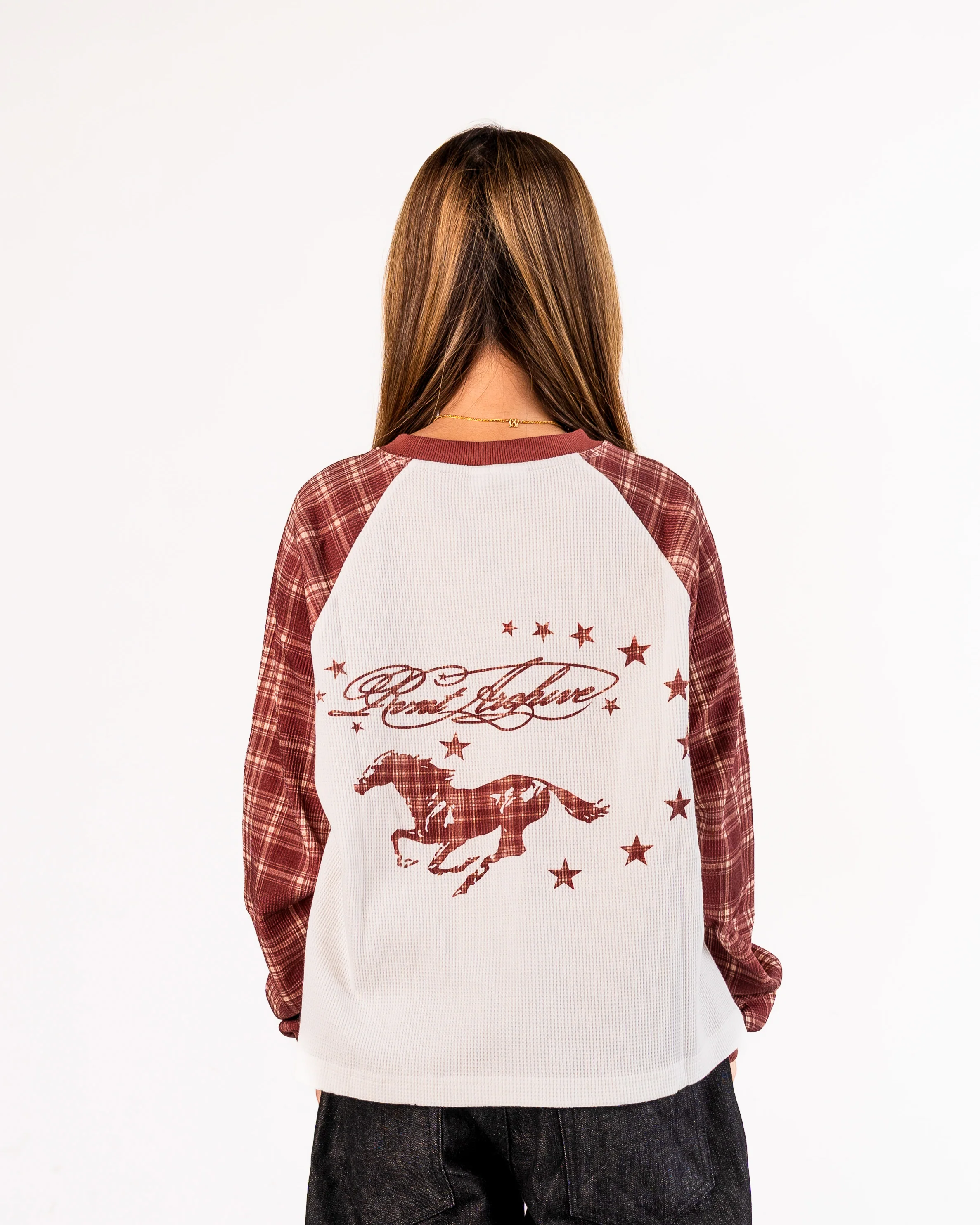 "Year of the Horse" Plaid Thermal Waffle Knit - Image 5