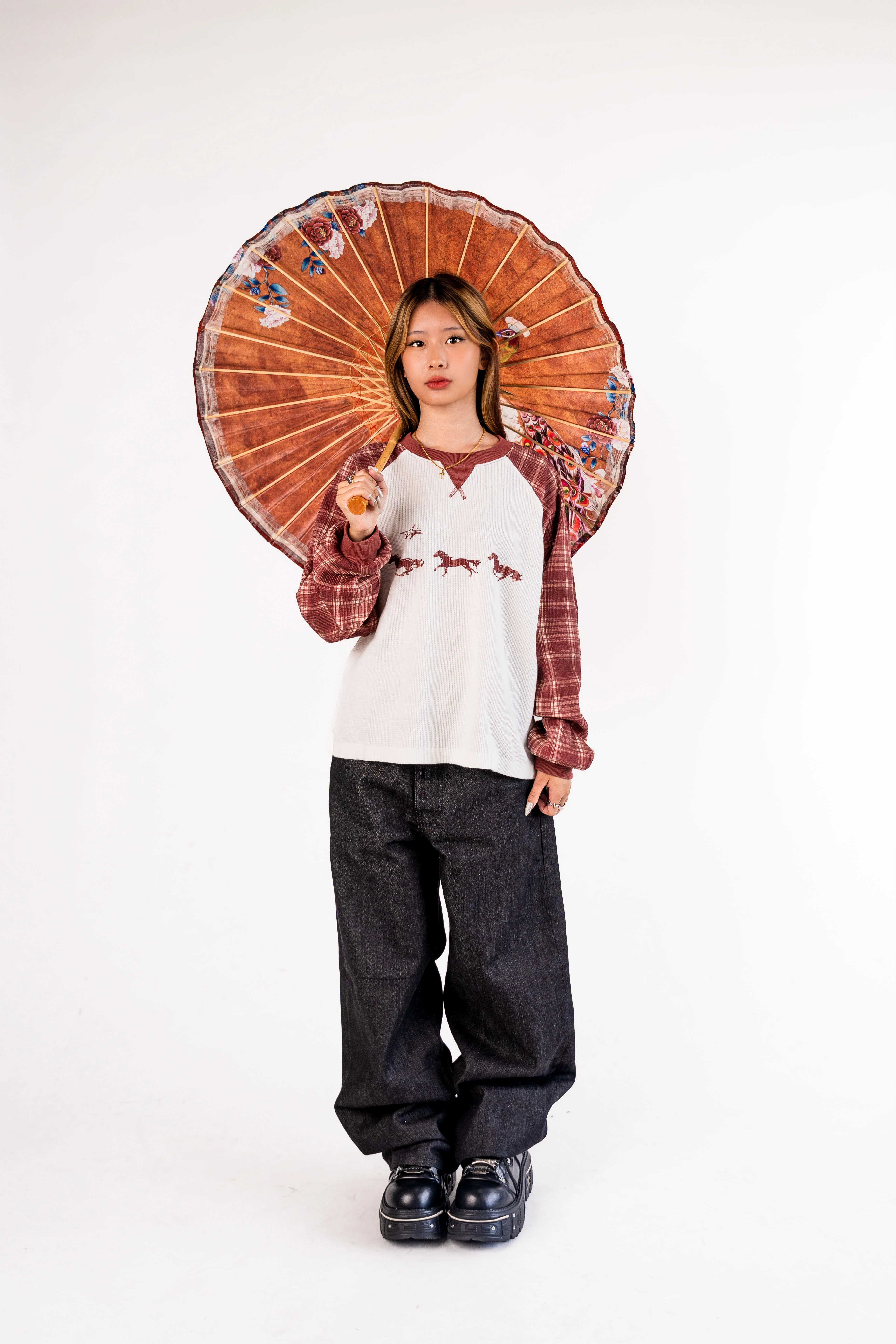 "Year of the Horse" Plaid Thermal Waffle Knit - Image 6