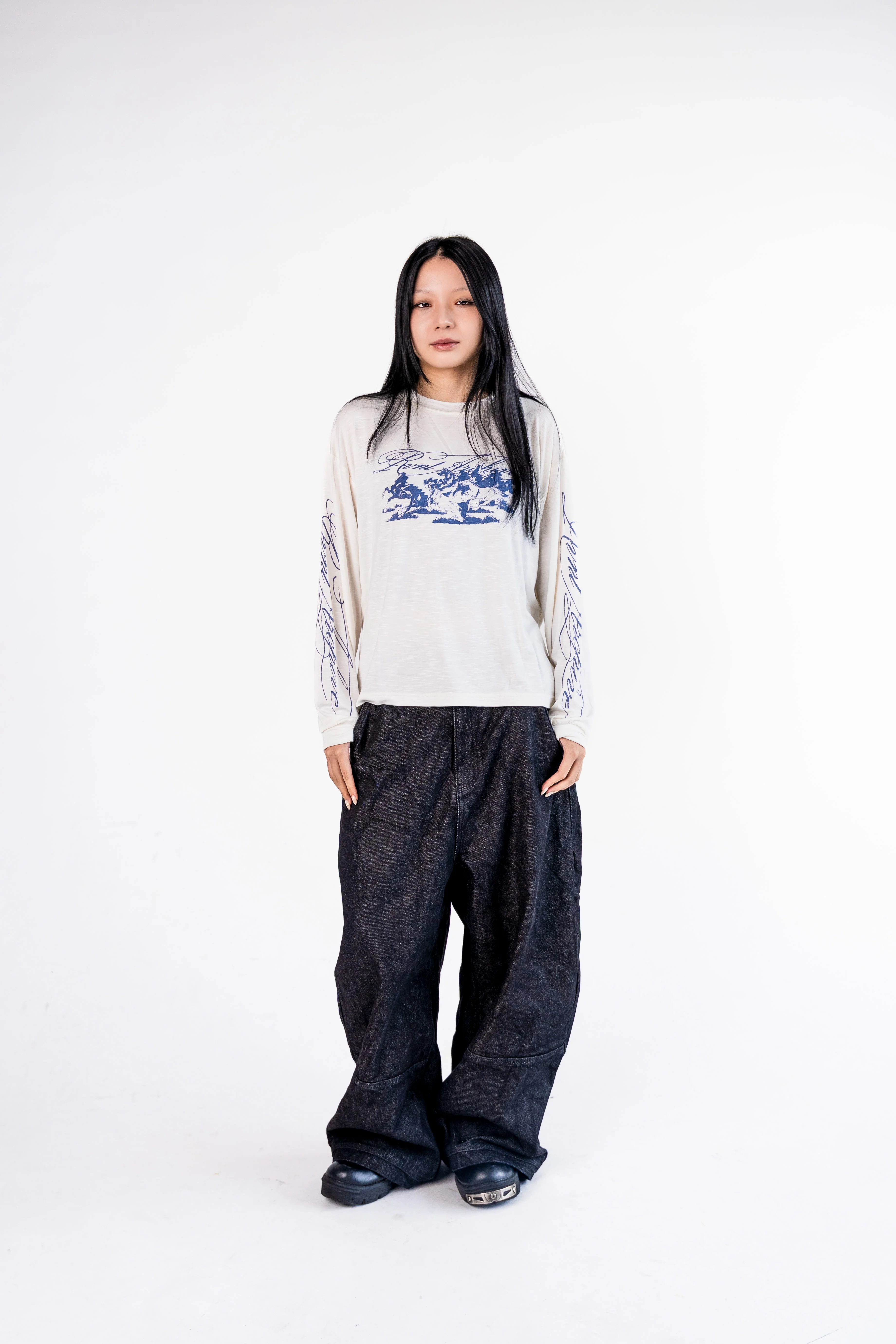 "Year of the Horse" Script Long Sleeve in White - Image 3