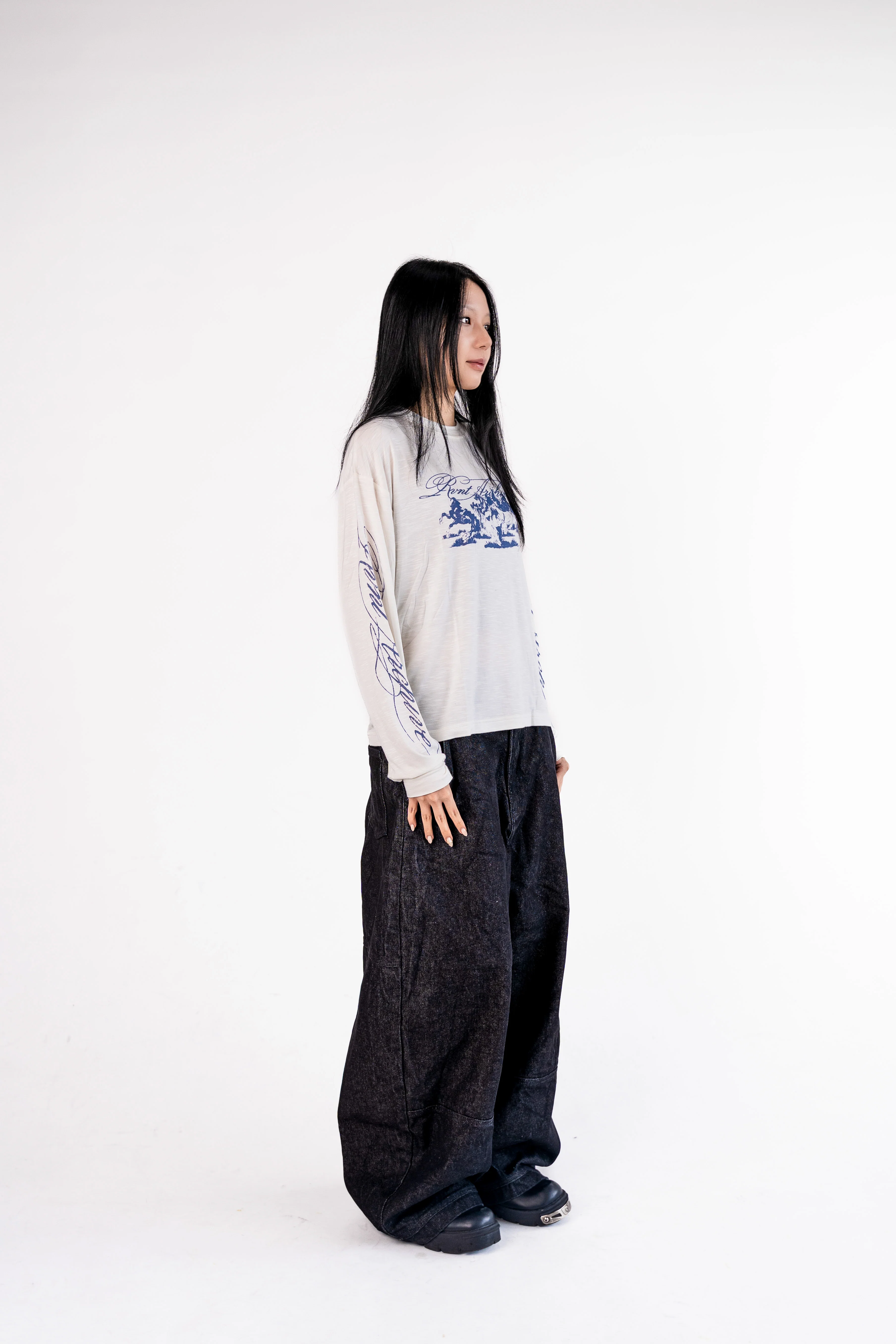 "Year of the Horse" Script Long Sleeve in White - Image 4